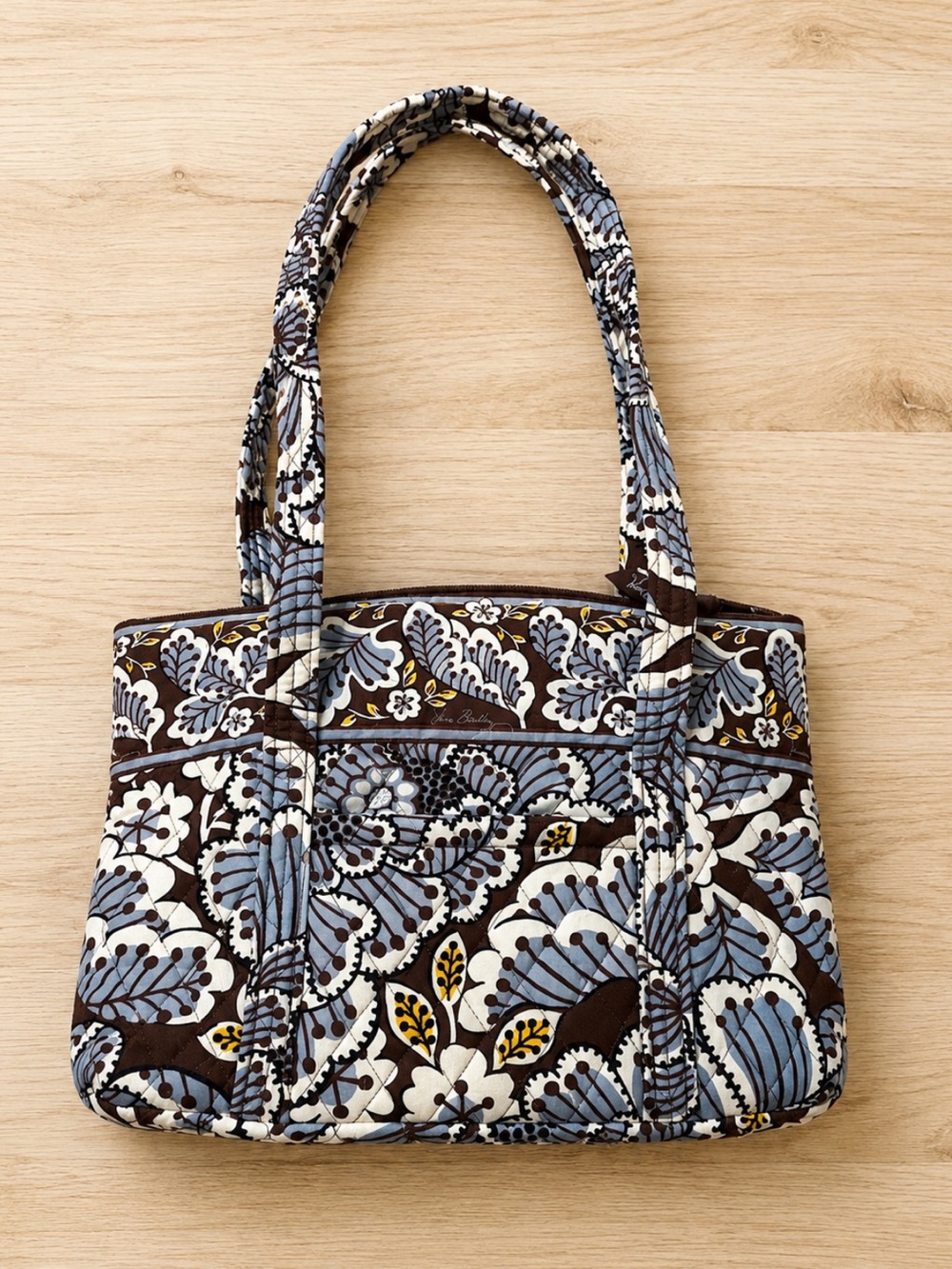 Vera Bradley Slate Blooms quilted shoulder bag/tote in a retired floral pattern